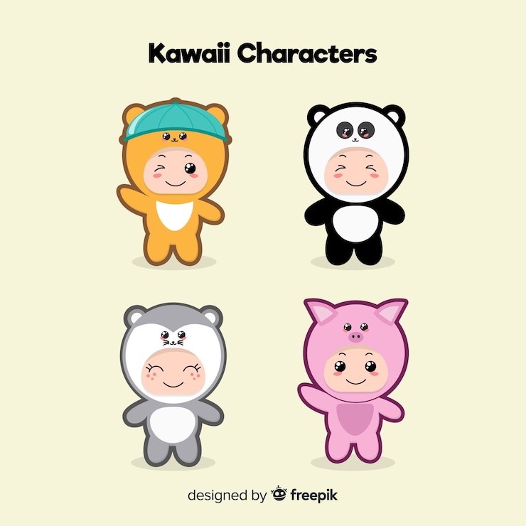 無料Vector 手描きかわいい人用パック