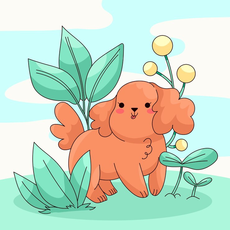 무료 Vector 손으로 그린 가와이이 애완 동물 그림