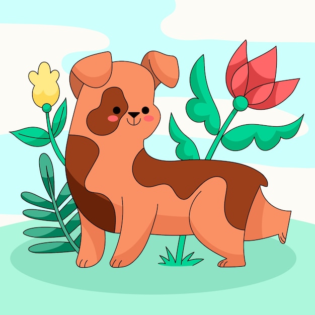 Free vector hand drawn kawaii pet illustration