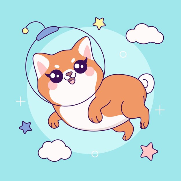 Hand drawn kawaii pet illustration