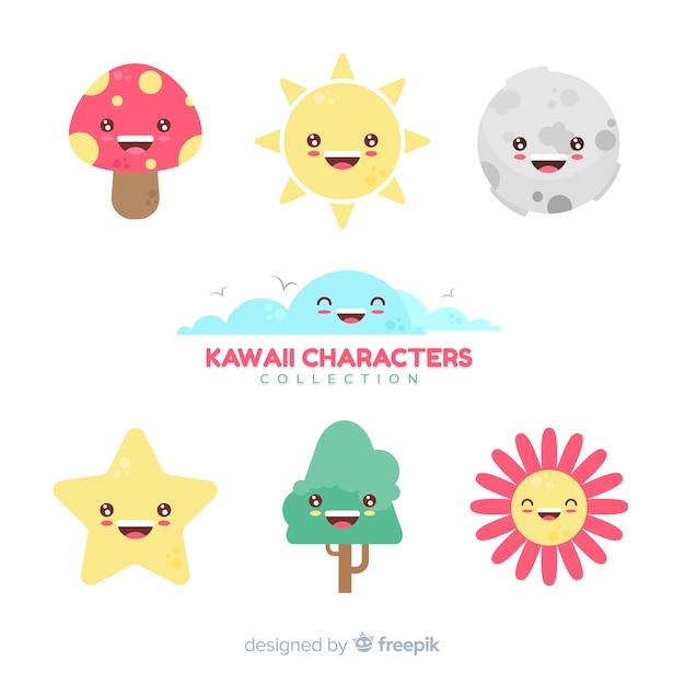Коллекция рисованной Kawaii Sky символов