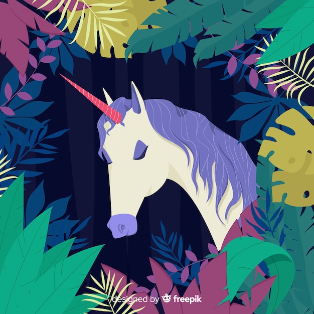 Free vector hand drawn kawaii unicorn background