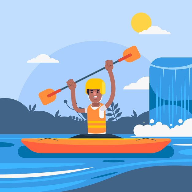 Free vector hand drawn kayaking illustration