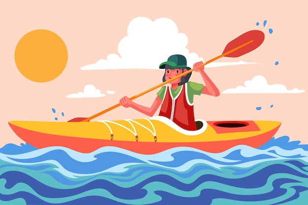 Hand drawn kayaking illustration – Vector Templates (Free Download)