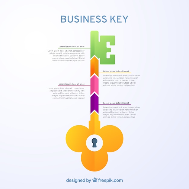 Vettore gratuito affari chiave disegnata a mano con design infografico