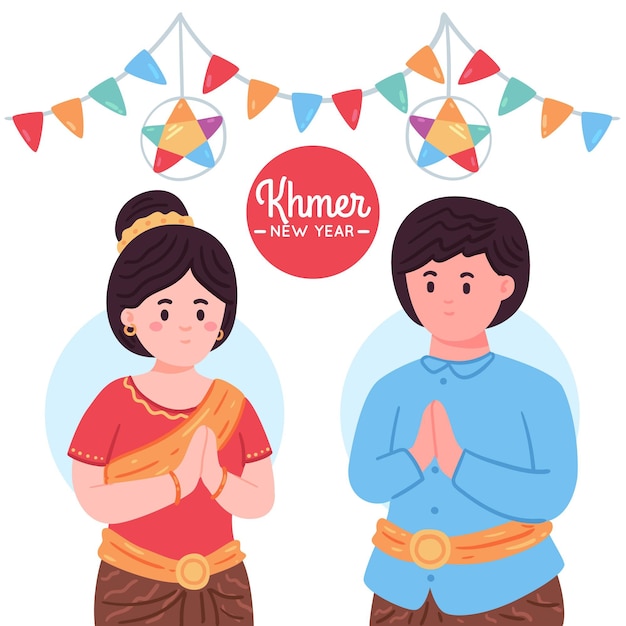 Free vector hand drawn khmer new year illustration