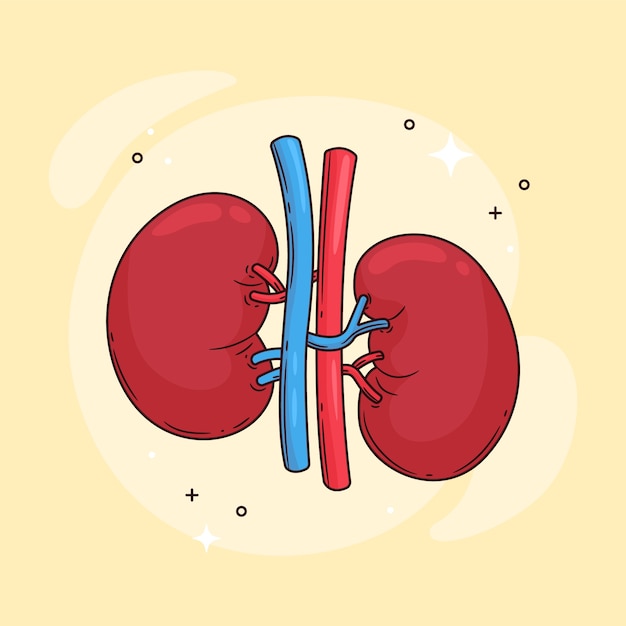 Free vector hand drawn kidney drawing illustration