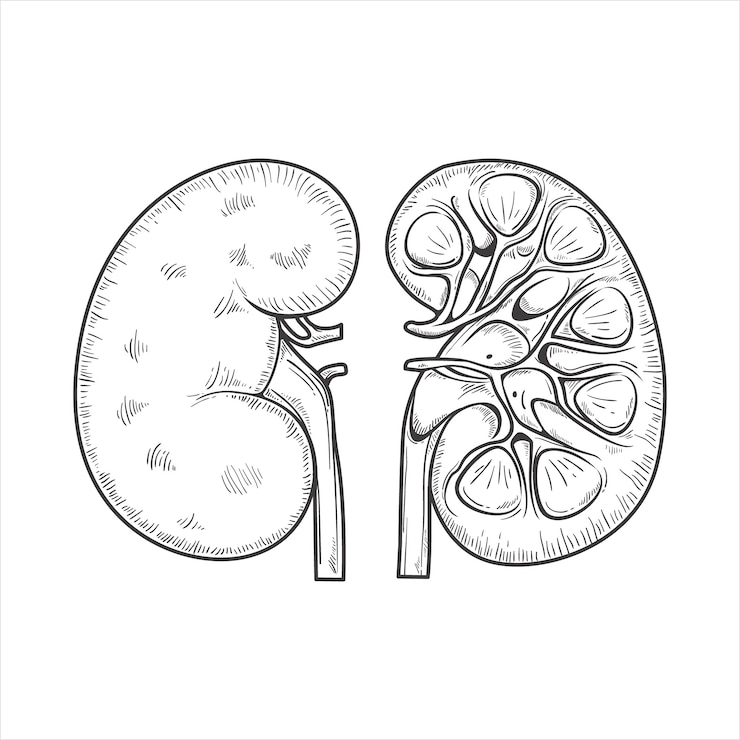 Free Vector hand drawn kidney drawing illustration