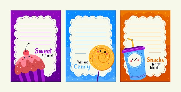 Free vector hand drawn kids cards template