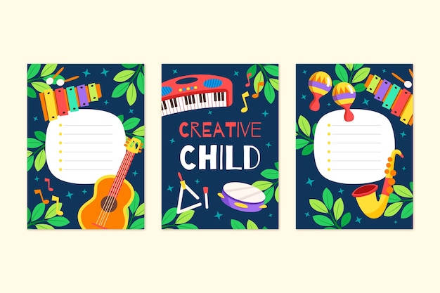 Hand drawn kids cards template