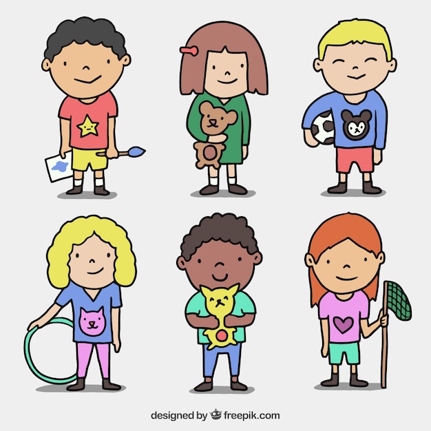 Free vector hand-drawn kids for children's day