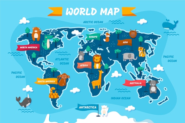 Kids World Map Images - Free Download on Freepik