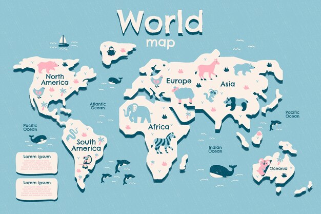 Free Vector hand drawn kids map illustration