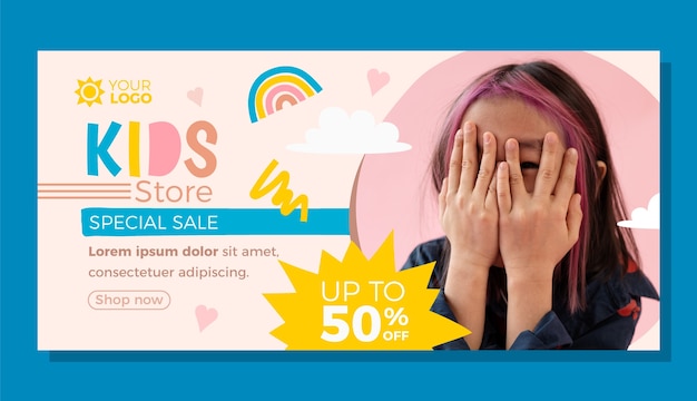 Бесплатное векторное изображение Ручной обращается шаблон дизайна детского магазина