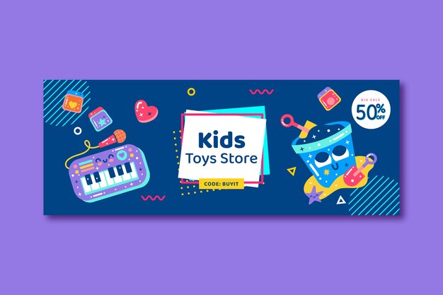 hand drawn kids toys facebook cover