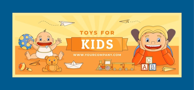 Free vector hand drawn kids toys facebook cover