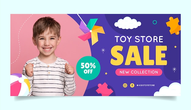 Free vector hand drawn kids toys sale banner