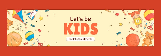 Free vector hand drawn kids toys twitch banner