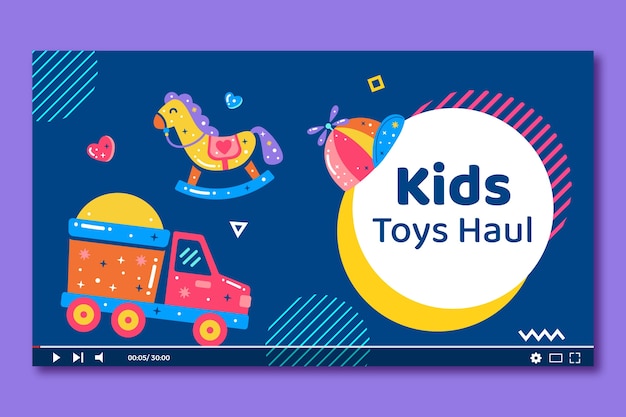 Free vector hand drawn kids toys youtube thumbnail