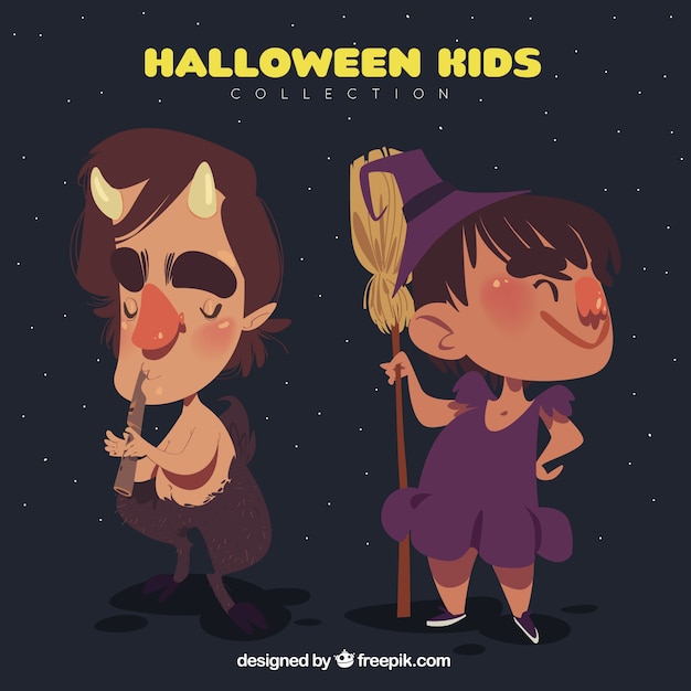 Free vector hand drawn kids with original costumes