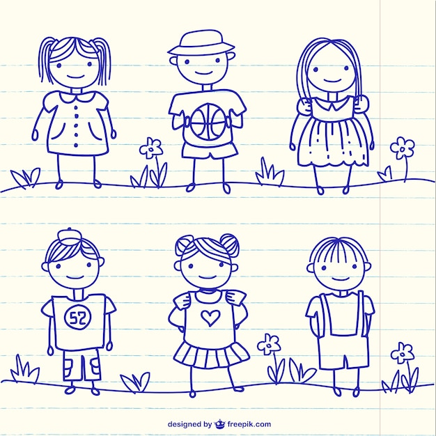 Free vector hand drawn kids