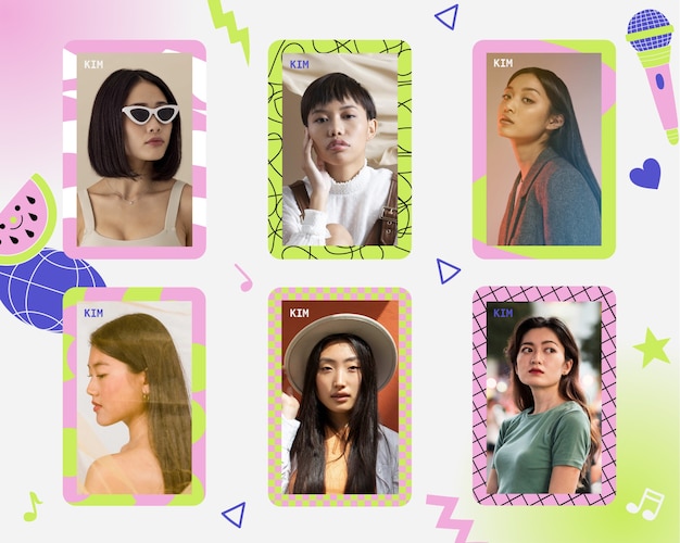 Free vector hand-drawn kim kpop photocard photo collage