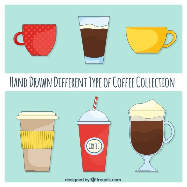 Free Vector hand drawn kind of coffee set 