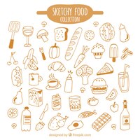 Hand drawn kind of foods pack