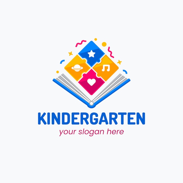 Free vector hand drawn kindergarten logo template