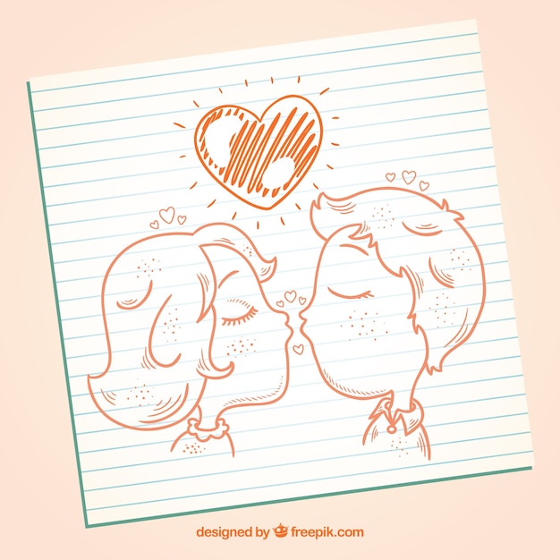 Free Vector hand drawn kissing couple