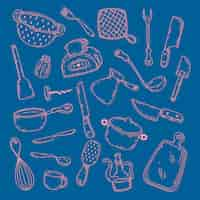 Free vector hand drawn kitchen tools and ustensil