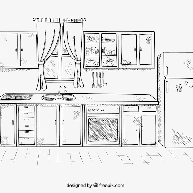 Hand drawn kitchen