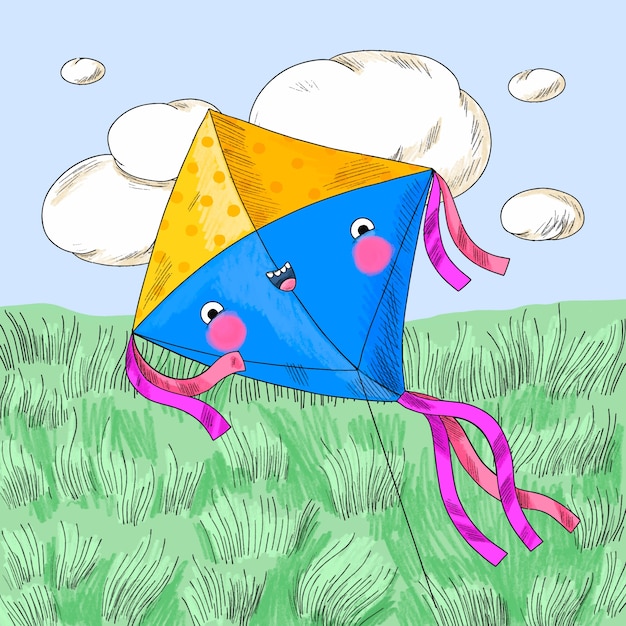 Free vector hand drawn  kite  cartoon illustration