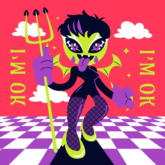 Hand drawn  kitschy illustration
