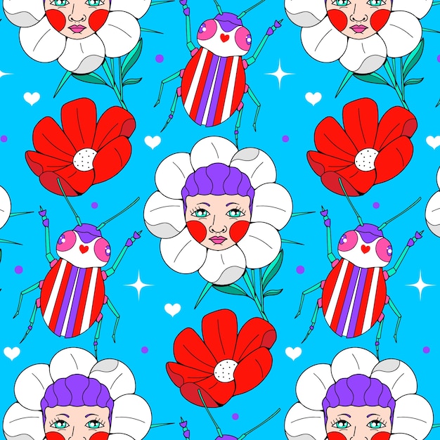 Hand drawn kitschy pattern design