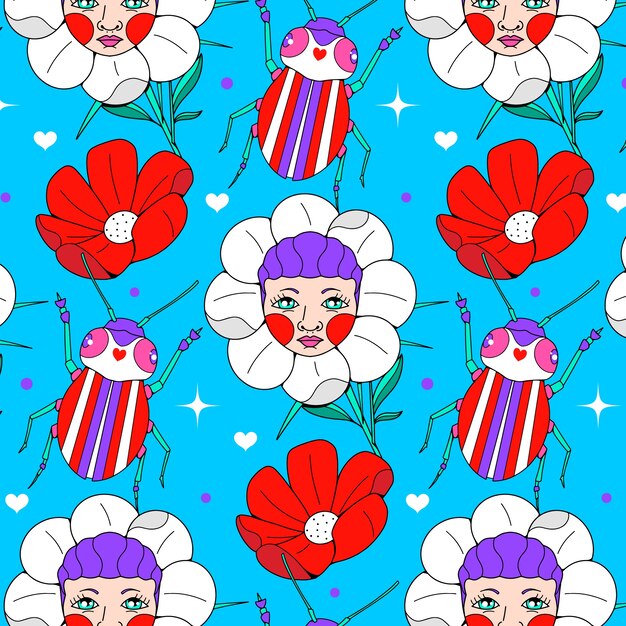 Hand drawn kitschy pattern design