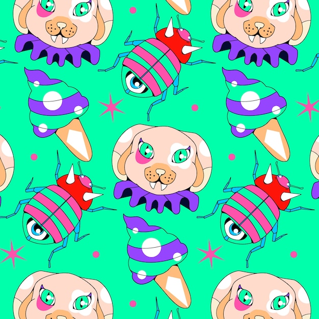 Hand drawn kitschy pattern design