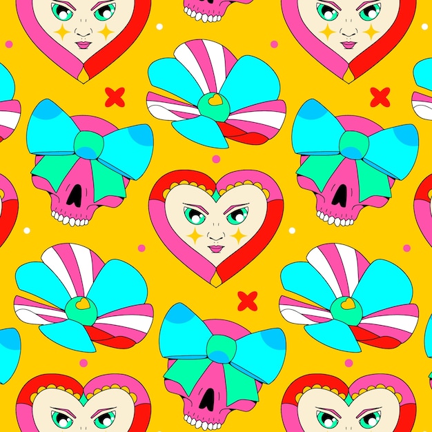 Free vector hand drawn kitschy pattern