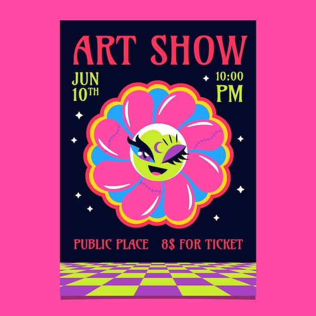 Hand drawn kitschy poster template