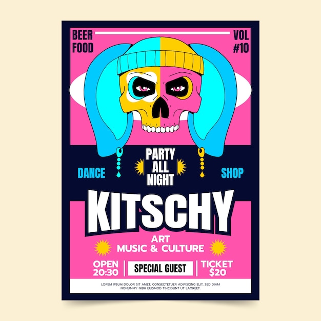 Hand drawn  kitschy poster template