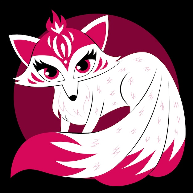 Hand drawn kitsune illustration