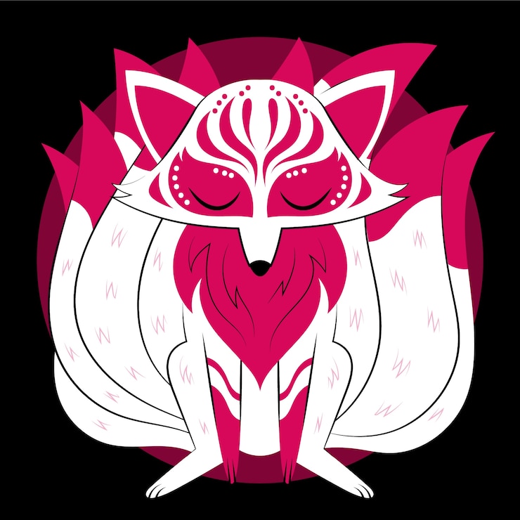 Free Vector hand drawn kitsune illustration
