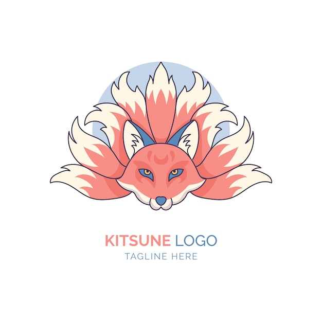 Vettore gratuito disegno del logo kitsune disegnato a mano