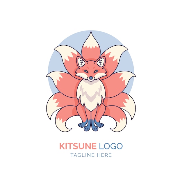 Vettore gratuito disegno del logo kitsune disegnato a mano