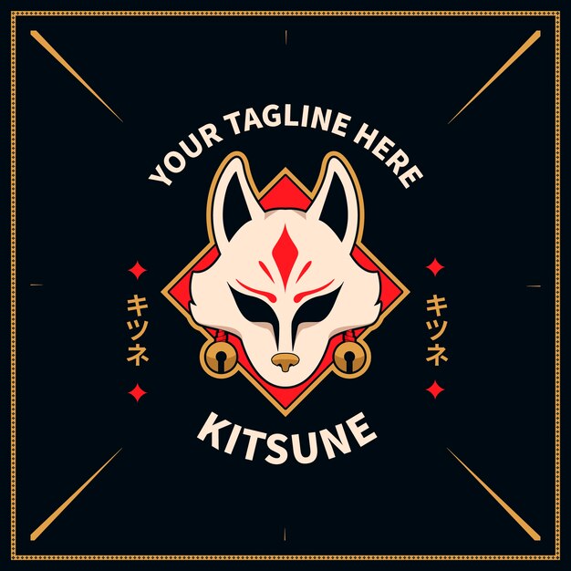 Hand drawn kitsune logo template