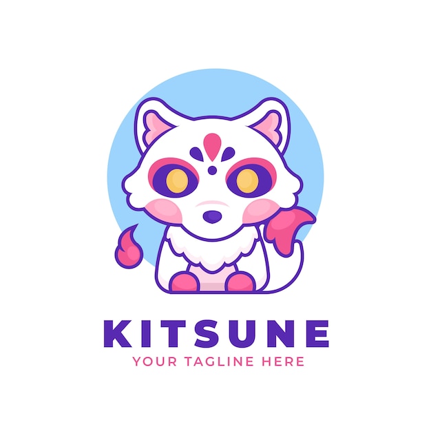 Hand drawn kitsune logo template