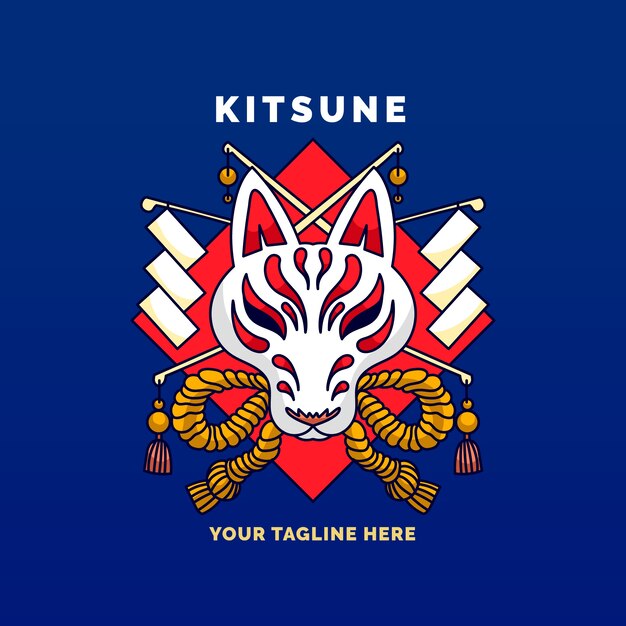 Hand drawn kitsune logo template