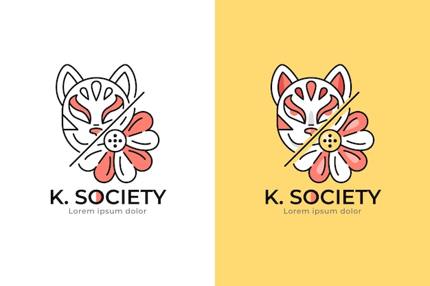 Free vector hand drawn kitsune logo