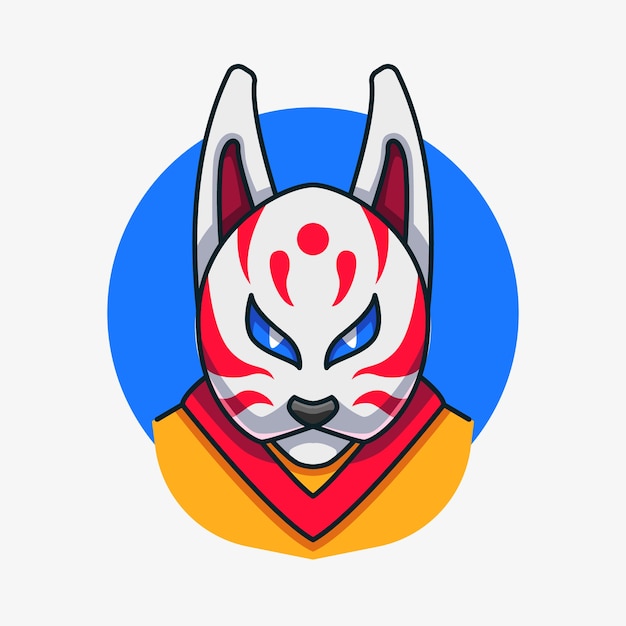 Hand drawn kitsune mask illustration