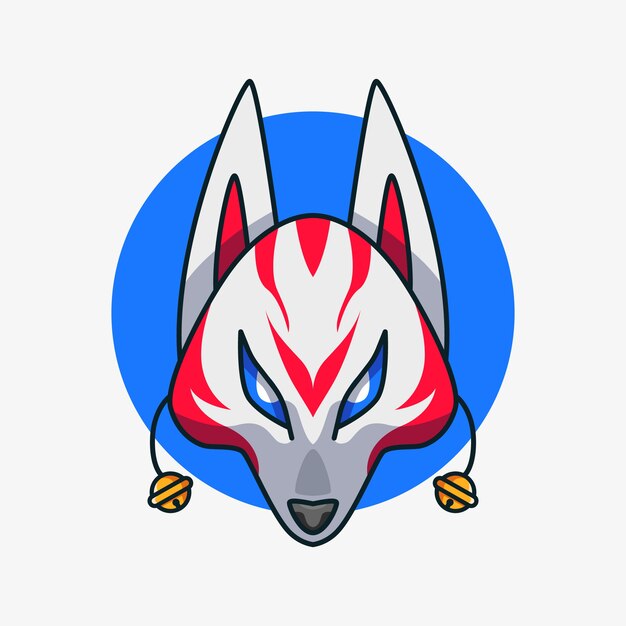 Hand drawn kitsune mask illustration